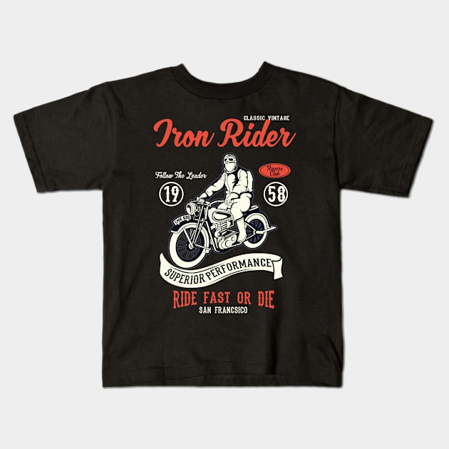 Iron Rider Kids T-Shirt by PaunLiviu